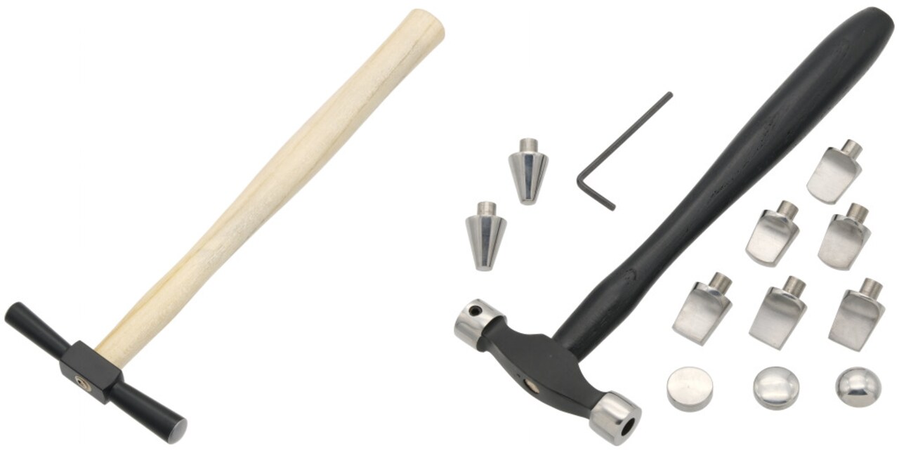 Embossing Hammer & Small Precision Hammer Set with 11 Interchangeable Heads for Gold and Silver